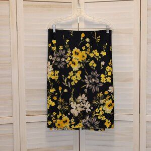 NYCC New York Clothing Company Navy Blue and Yellow Floral Skirt Size XL